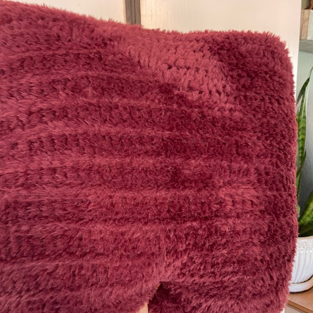 Pottery Barn 20x20" burgundy faux fur pillow case and insert